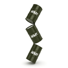 3D rendering army barrels
