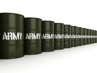 3D rendering army barrels