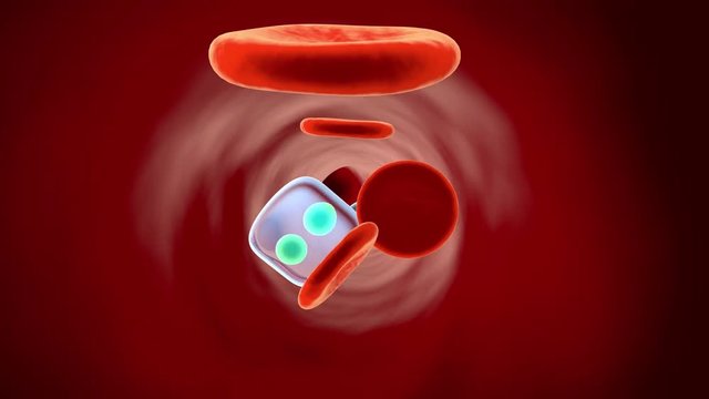 Animation of drug molecules floating in the Bloodstream.
