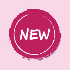 Colored new product label. New merchandise tag. Special offer sticker. New stamp. Vector isolated object.
