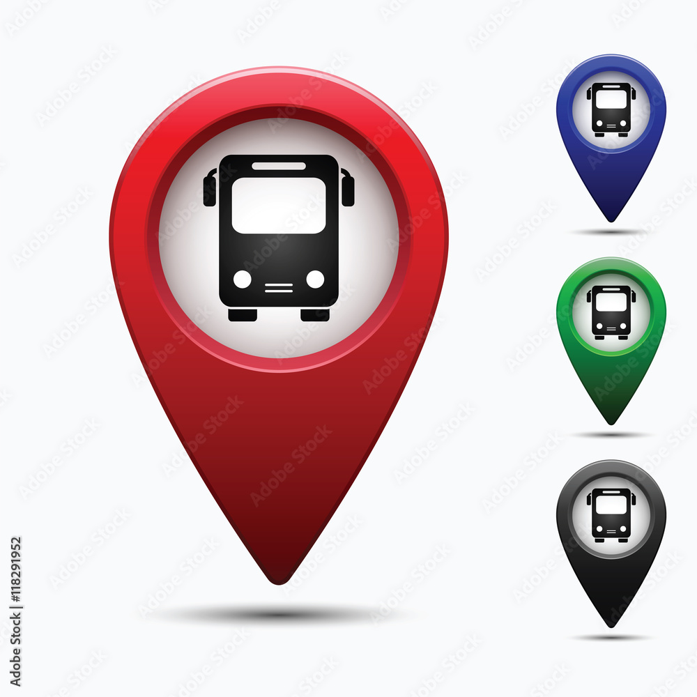 Poster colored map pointer with symbol showplace and lion . for location maps. mark icon. sign for gps navi