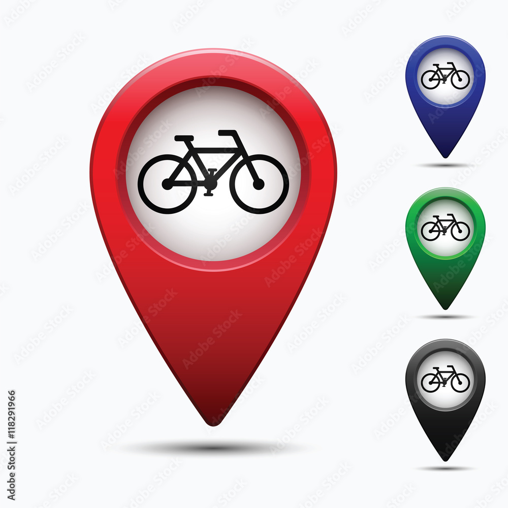 Poster colored map pointer with symbol showplace and lion . for location maps. mark icon. sign for gps navi