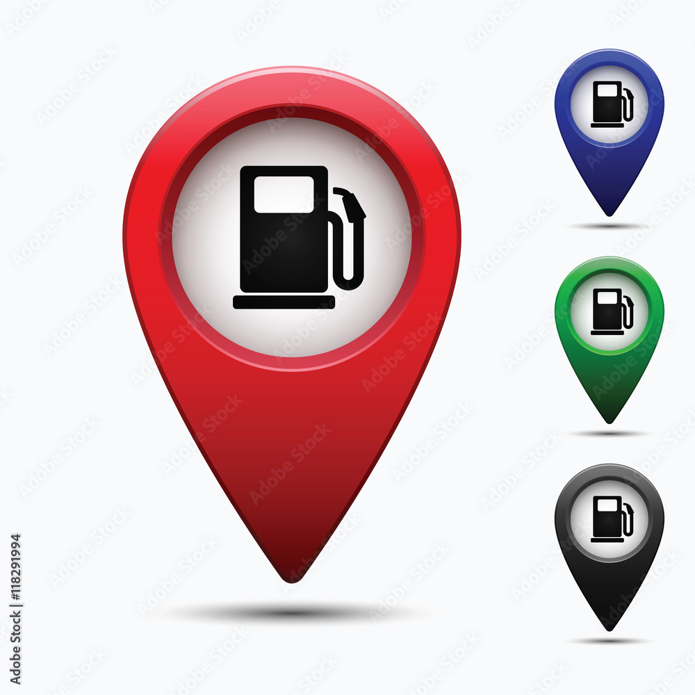 Poster colored map pointer with symbol showplace and lion . for location maps. mark icon. sign for gps navi