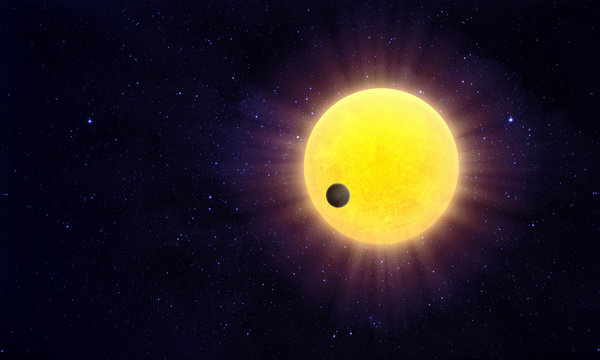 Exoplanet passing a starin a distant solar system