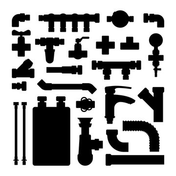 Water pipes vector icons isolated.