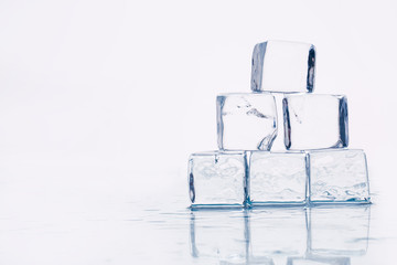 Ice cubes on table