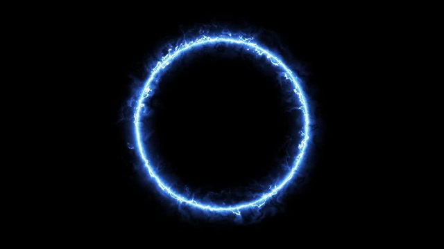 Ring of plasma glowing on black background in 4K ultra HD