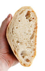 fresh baked italian chiabatta bread isolated on white