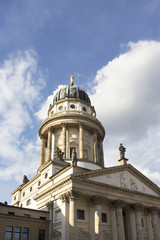 Bottom view of French Cathedral in Berlin