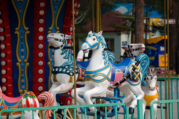 carousel horses in the recreation park