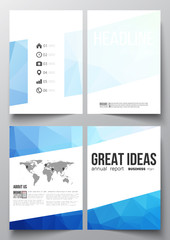 Set of business templates for brochure, magazine, flyer, booklet or annual report. Abstract colorful polygonal background, modern stylish triangle vector texture