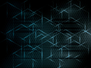 Hexagon abstract science technology blue background.
