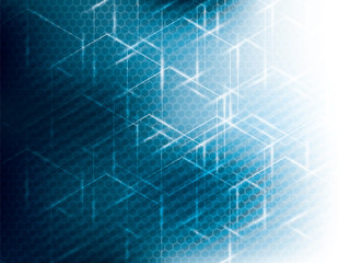 Hexagon abstract science technology blue background.