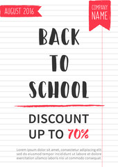 Back to school Discount up to 70% vector banner.
