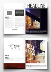 Business templates for brochure, magazine, flyer, booklet or annual report. Colorful polygonal background, blurred image, night city landscape, festive cityscape, modern triangular vector texture