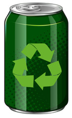 Recycle symbol on green can