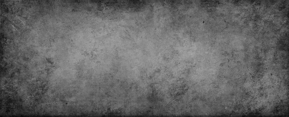 Poster Grey textured concrete wall background. Dark edges © Stillfx