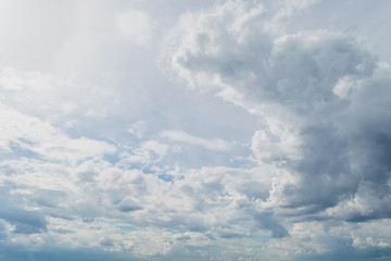 Sky and clouds white soft in the vast blue sky