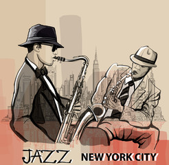 Deux saxophonistes de jazz jouant à New York