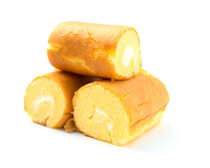 three sweet rolls on a white background