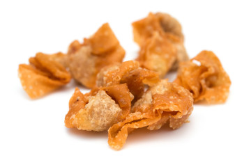 crispy wontons on white background and it is a very popular snack in China