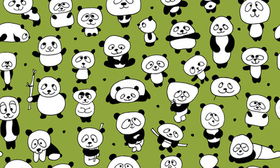 Obraz premium Funny pandas, seamless pattern for your design