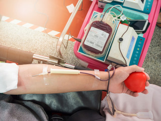 Blood donor in hospital.