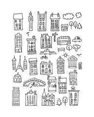 European city icons, sketch for your design