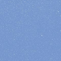 Vector white snow falling on blue background.