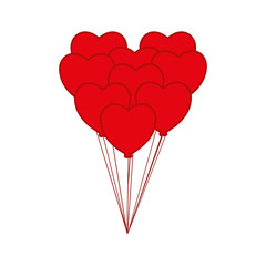 Obraz na płótnie Canvas heart shape balloons love romantic icon. Isolated and flat illustration. 