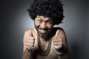 Man naked in Afro hair is a good sign