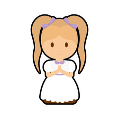 pray girl kid religion catholicism icon. Isolated and flat illustration