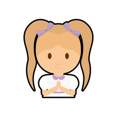 pray girl kid religion catholicism icon. Isolated and flat illustration