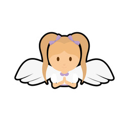 girl kid angel cartoon icon. Isolated and flat illustration