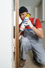 Installing door unit.