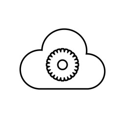 cloud computing gear communication silhouette icon. Isolated and flat illustration