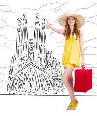 Young woman travelling to Spain to see Sagrada Familia