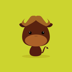 Cute Cartoon Wild bull