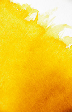 Yellow Watercolor On Paper