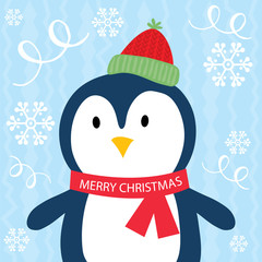 Christmas card with cute penguin design