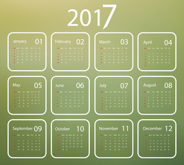 Vector calendar for 2017