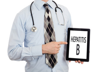 Doctor holding tablet - Hepatitis B