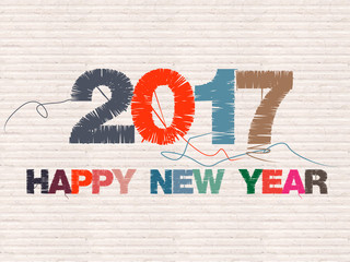 Typography design for new year 2017, Sewing theme