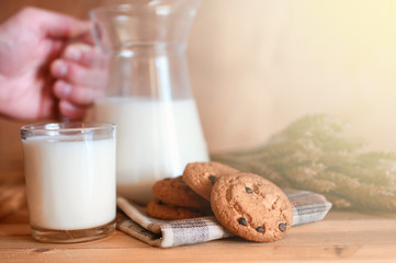 milk with chocolate biscuits cereals