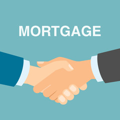 Mortgage deal handshake. Real estate buying or selling. Finding new property.