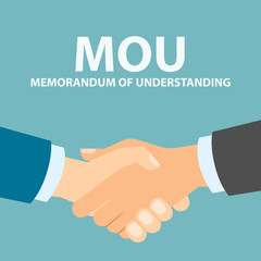 Memorandum of understanding handshake. Agreement in understanding.