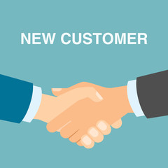 New customer handshake. Finding new client. Attracting people for partnership.