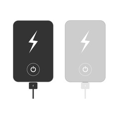 Isolated power banks. Grey and black power banks. Tools for charging. White background.