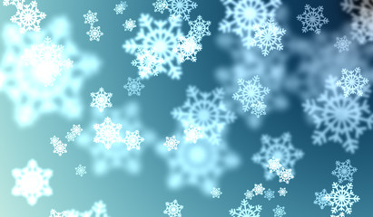 Background with snowflakes bokeh effect