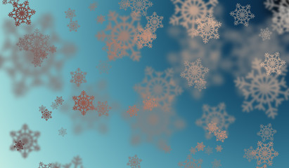 Fototapeta na wymiar Background with snowflakes bokeh effect